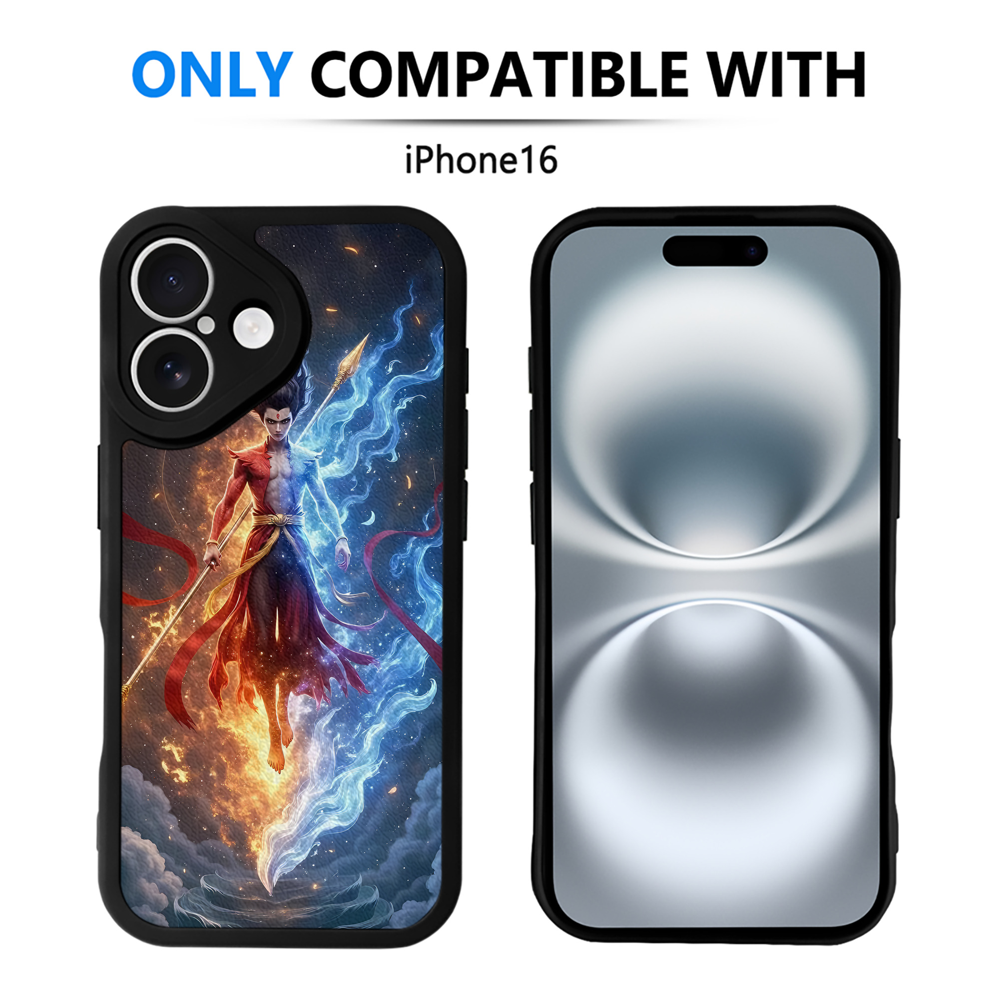 （画像用） Ne Zha 2 ナタ 魔童の大暴れ 【iPhone 16シリーズ対応】シリコンスマホケース（レザー調） 材質：シリコン